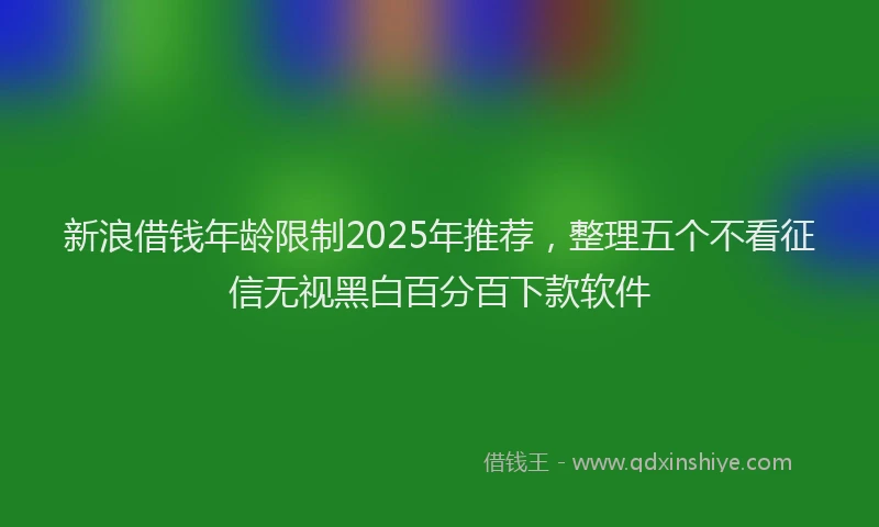 新浪借钱年龄限制2025年推荐，整理五个不看征信无视黑白百分百下款软件