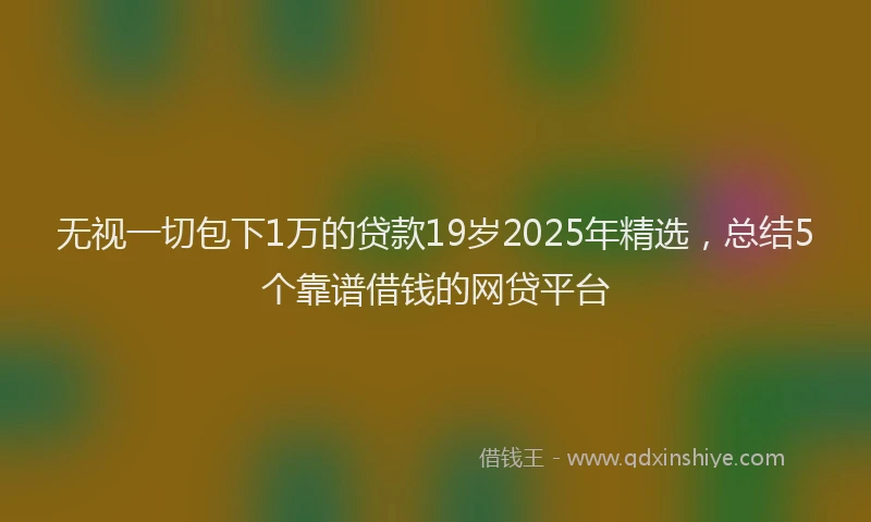 无视一切包下1万的贷款19岁2025年精选，总结5个靠谱借钱的网贷平台