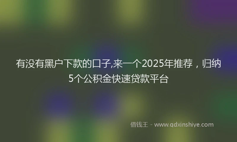 有没有黑户下款的口子,来一个2025年推荐，归纳5个公积金快速贷款平台
