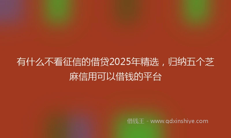 有什么不看征信的借贷2025年精选，归纳五个芝麻信用可以借钱的平台