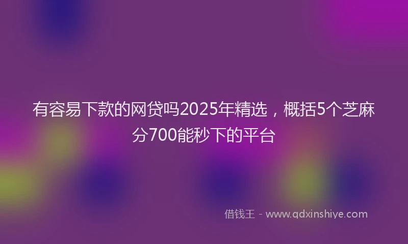 有容易下款的网贷吗2025年精选，概括5个芝麻分700能秒下的平台