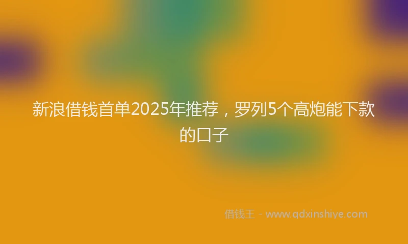 新浪借钱首单2025年推荐，罗列5个高炮能下款的口子