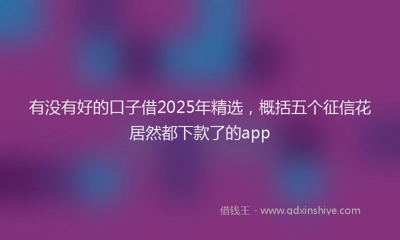 有没有好的口子借2025年精选，概括五个征信花居然都下款了的app