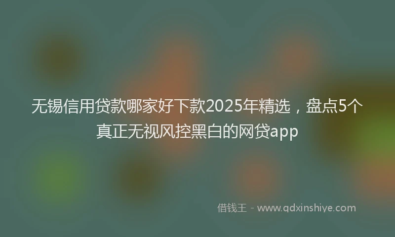 无锡信用贷款哪家好下款2025年精选，盘点5个真正无视风控黑白的网贷app