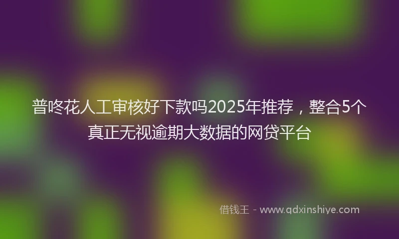 普咚花人工审核好下款吗2025年推荐，整合5个真正无视逾期大数据的网贷平台