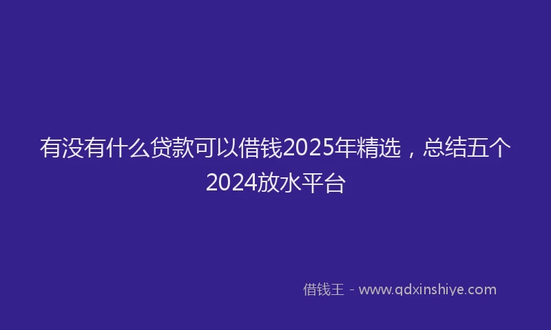 有没有什么贷款可以借钱2025年精选，总结五个2024放水平台