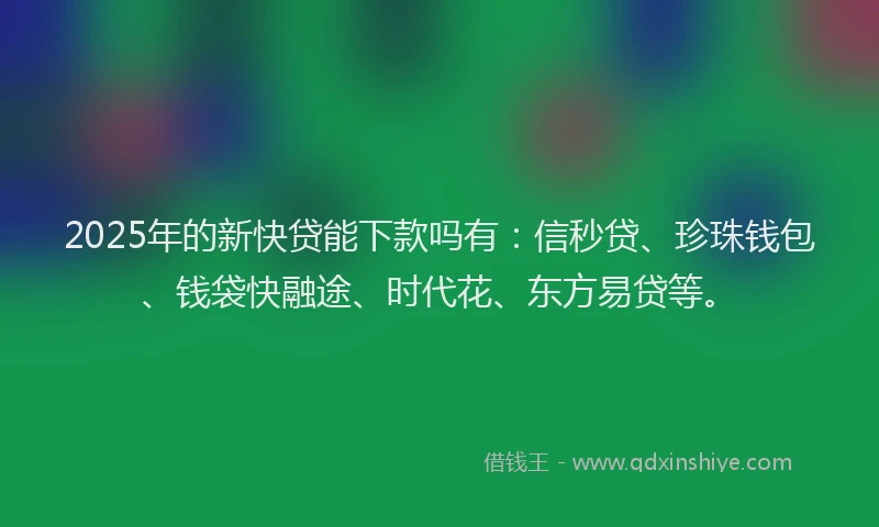 2025年的新快贷能下款吗有：信秒贷、珍珠钱包、钱袋快融途、时代花、东方易贷等。