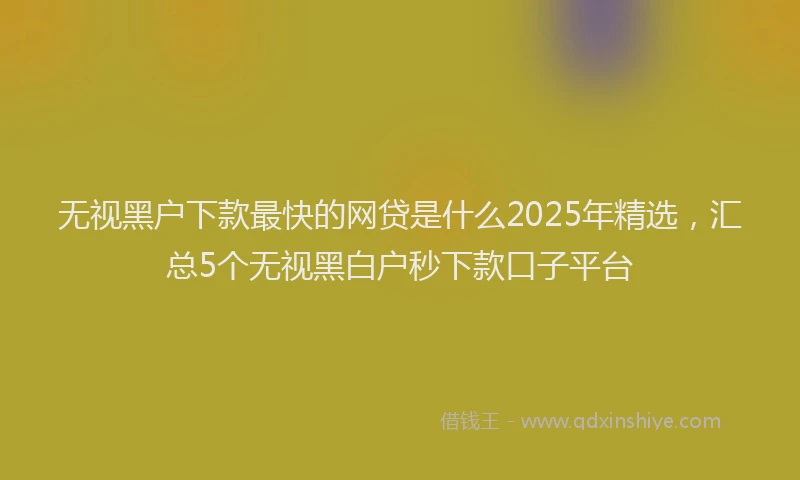 无视黑户下款最快的网贷是什么2025年精选，汇总5个无视黑白户秒下款口子平台