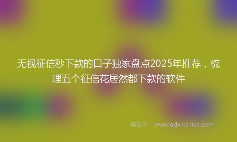 无视征信秒下款的口子独家盘点2025年推荐，梳理五个征信花居然都下款的软件