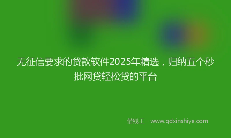 无征信要求的贷款软件2025年精选，归纳五个秒批网贷轻松贷的平台