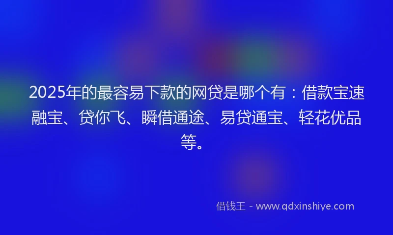 2025年的最容易下款的网贷是哪个有：借款宝速融宝、贷你飞、瞬借通途、易贷通宝、轻花优品等。