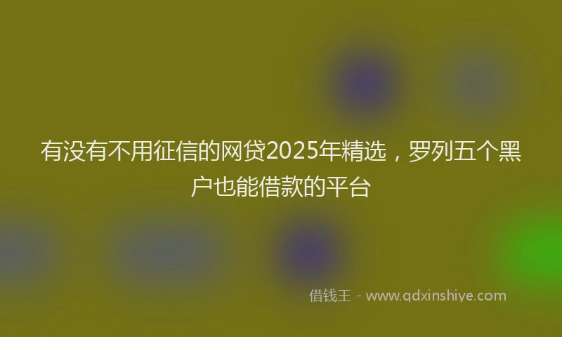 有没有不用征信的网贷2025年精选，罗列五个黑户也能借款的平台