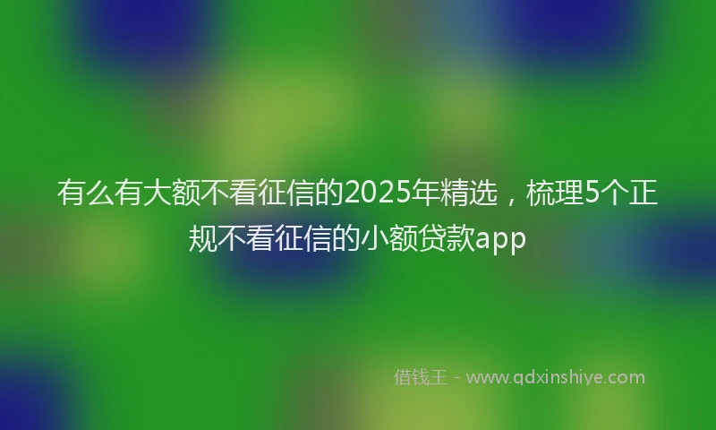 有么有大额不看征信的2025年精选，梳理5个正规不看征信的小额贷款app