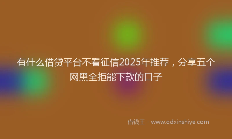 有什么借贷平台不看征信2025年推荐，分享五个网黑全拒能下款的口子