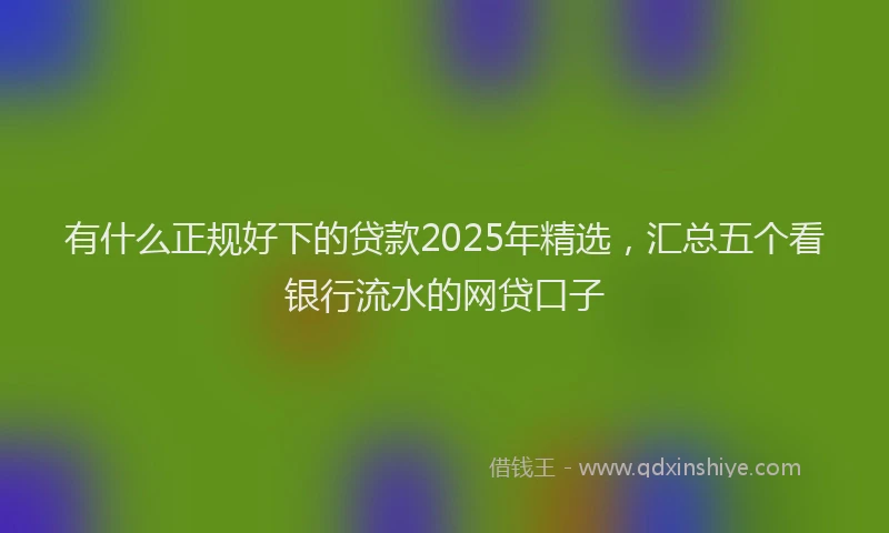有什么正规好下的贷款2025年精选，汇总五个看银行流水的网贷口子