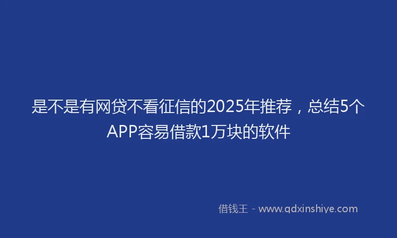 是不是有网贷不看征信的2025年推荐，总结5个APP容易借款1万块的软件