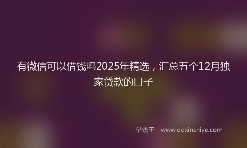 有微信可以借钱吗2025年精选，汇总五个12月独家贷款的口子