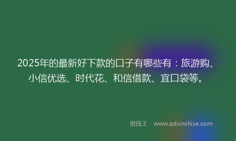 2025年的最新好下款的口子有哪些有：旅游购、小信优选、时代花、和信借款、宜口袋等。