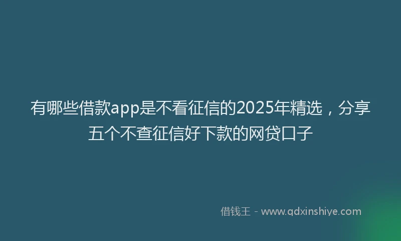 有哪些借款app是不看征信的2025年精选，分享五个不查征信好下款的网贷口子