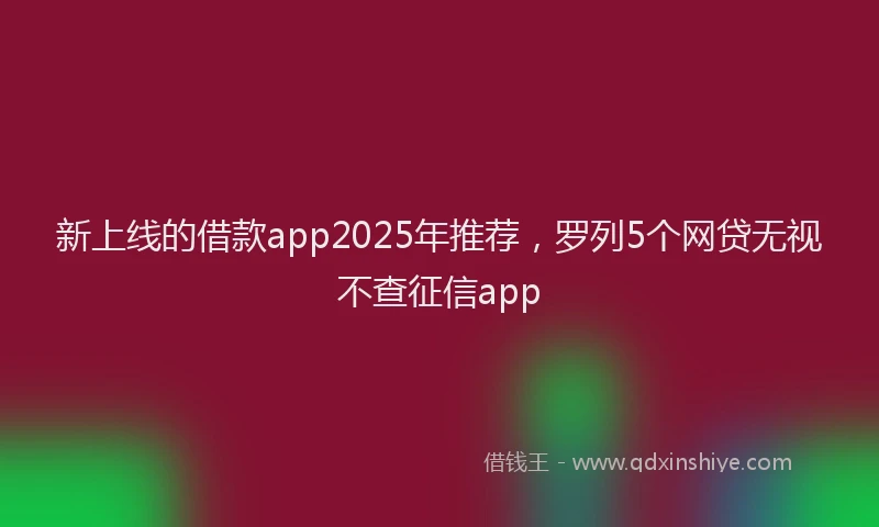 新上线的借款app2025年推荐，罗列5个网贷无视不查征信app