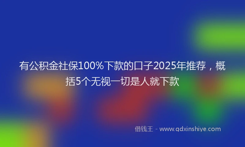 有公积金社保100%下款的口子2025年推荐，概括5个无视一切是人就下款