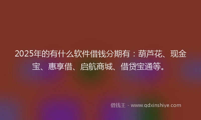 2025年的有什么软件借钱分期有：葫芦花、现金宝、惠享借、启航商城、借贷宝通等。