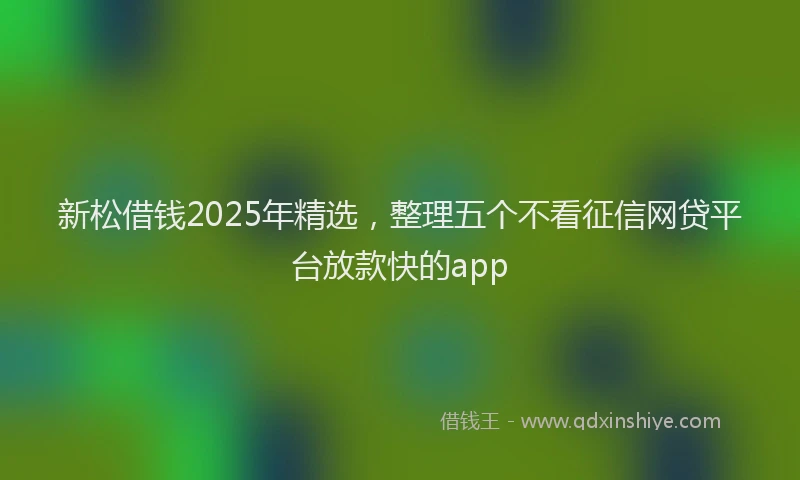 新松借钱2025年精选，整理五个不看征信网贷平台放款快的app