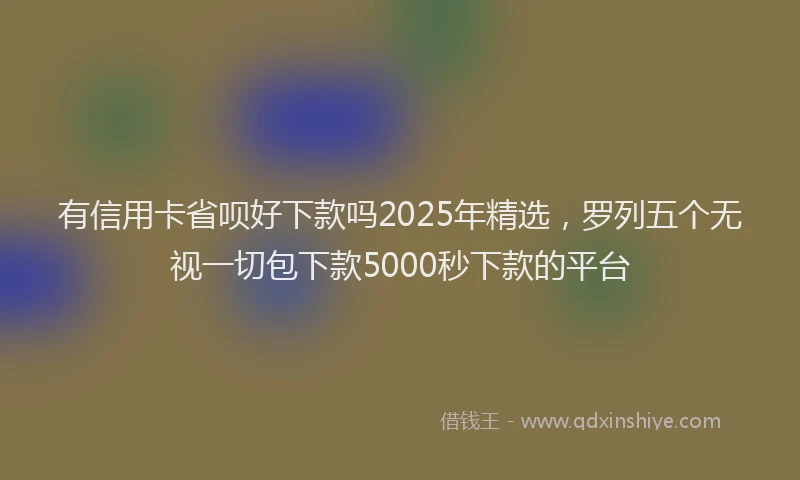 有信用卡省呗好下款吗2025年精选，罗列五个无视一切包下款5000秒下款的平台