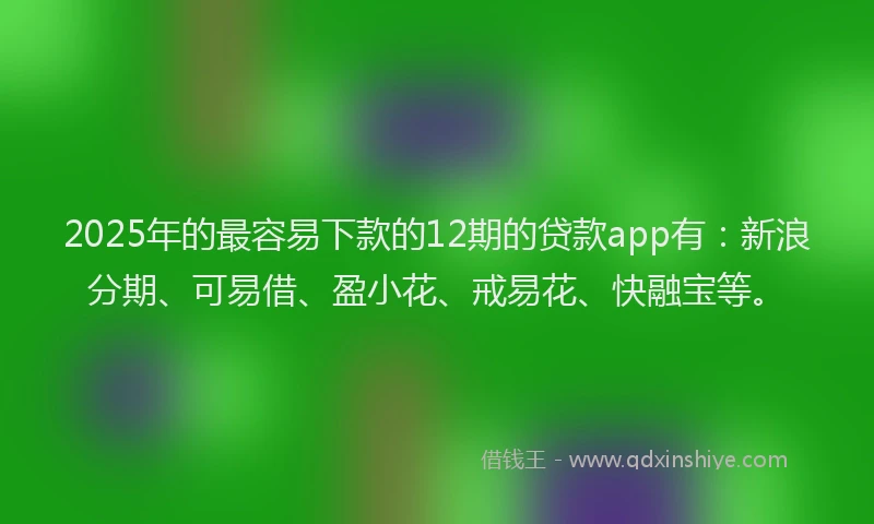 2025年的最容易下款的12期的贷款app有：新浪分期、可易借、盈小花、戒易花、快融宝等。