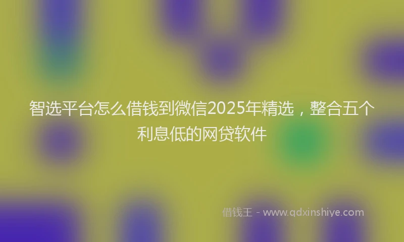智选平台怎么借钱到微信2025年精选，整合五个利息低的网贷软件