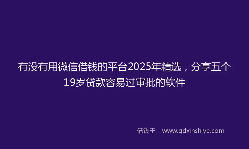 有没有用微信借钱的平台2025年精选，分享五个19岁贷款容易过审批的软件