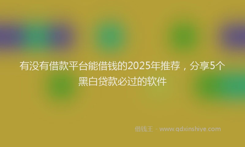 有没有借款平台能借钱的2025年推荐，分享5个黑白贷款必过的软件