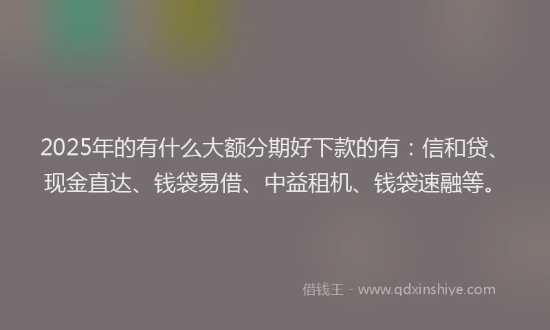2025年的有什么大额分期好下款的有：信和贷、现金直达、钱袋易借、中益租机、钱袋速融等。