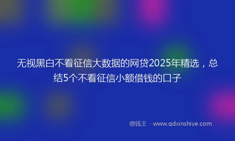 无视黑白不看征信大数据的网贷2025年精选，总结5个不看征信小额借钱的口子