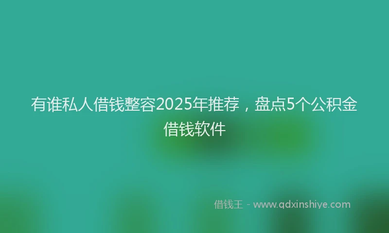 有谁私人借钱整容2025年推荐，盘点5个公积金借钱软件