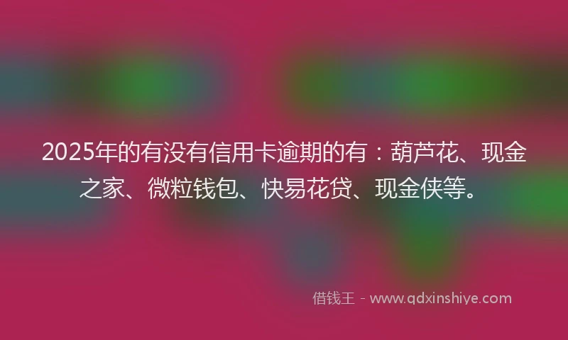 2025年的有没有信用卡逾期的有：葫芦花、现金之家、微粒钱包、快易花贷、现金侠等。