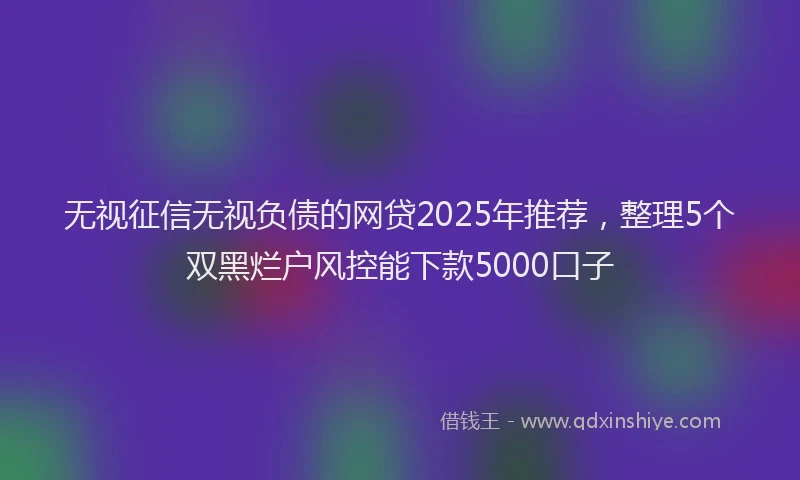 无视征信无视负债的网贷2025年推荐，整理5个双黑烂户风控能下款5000口子
