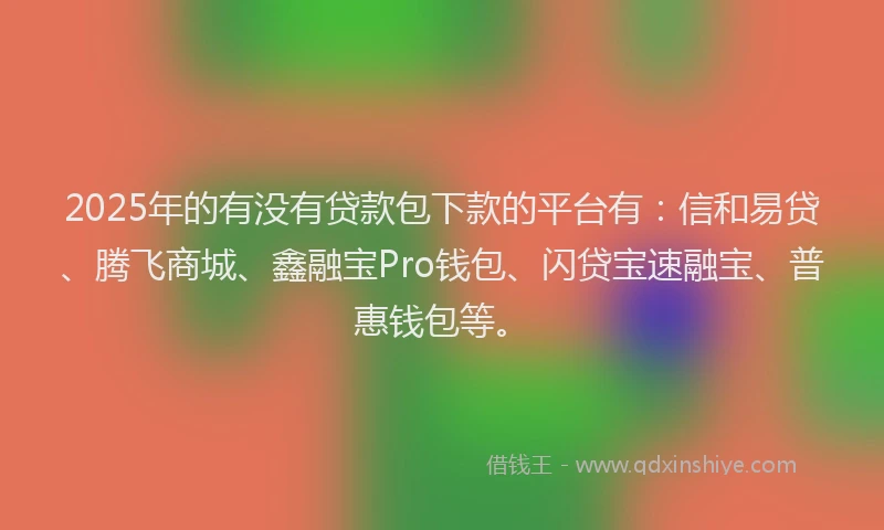 2025年的有没有贷款包下款的平台有：信和易贷、腾飞商城、鑫融宝Pro钱包、闪贷宝速融宝、普惠钱包等。