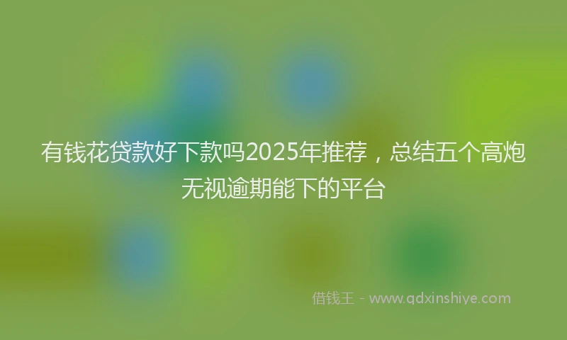 有钱花贷款好下款吗2025年推荐，总结五个高炮无视逾期能下的平台