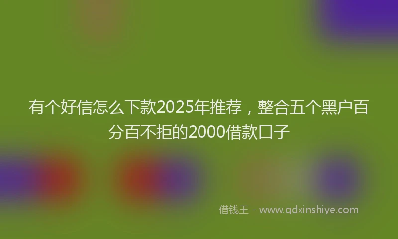 有个好信怎么下款2025年推荐，整合五个黑户百分百不拒的2000借款口子