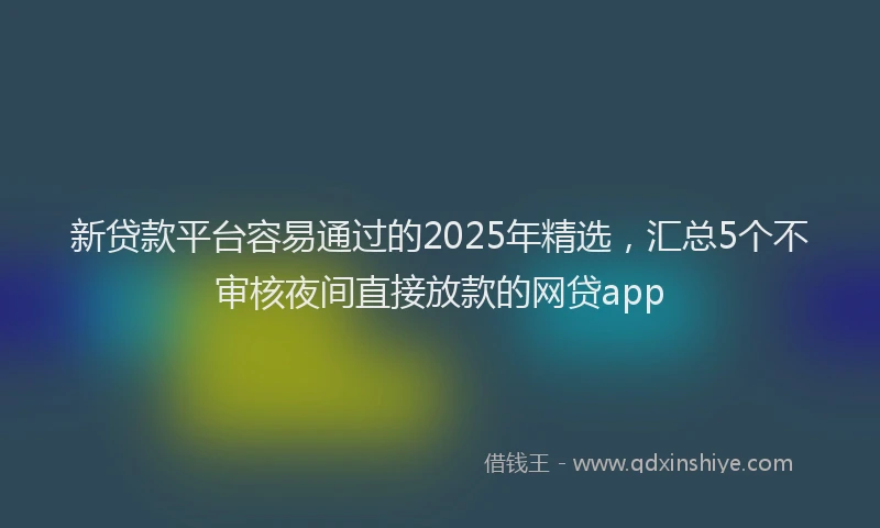 新贷款平台容易通过的2025年精选，汇总5个不审核夜间直接放款的网贷app