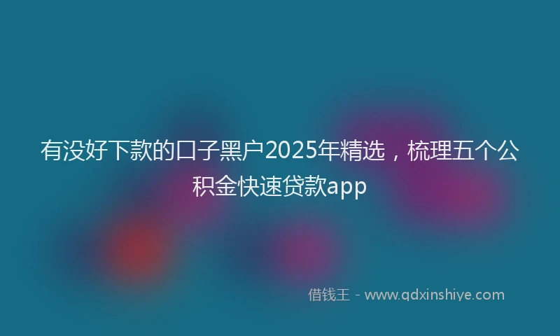 有没好下款的口子黑户2025年精选，梳理五个公积金快速贷款app