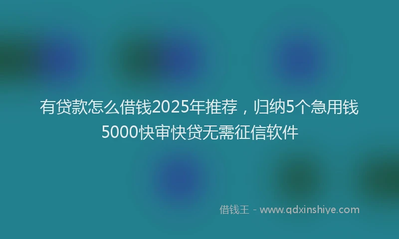 有贷款怎么借钱2025年推荐，归纳5个急用钱5000快审快贷无需征信软件