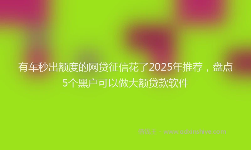 有车秒出额度的网贷征信花了2025年推荐，盘点5个黑户可以做大额贷款软件