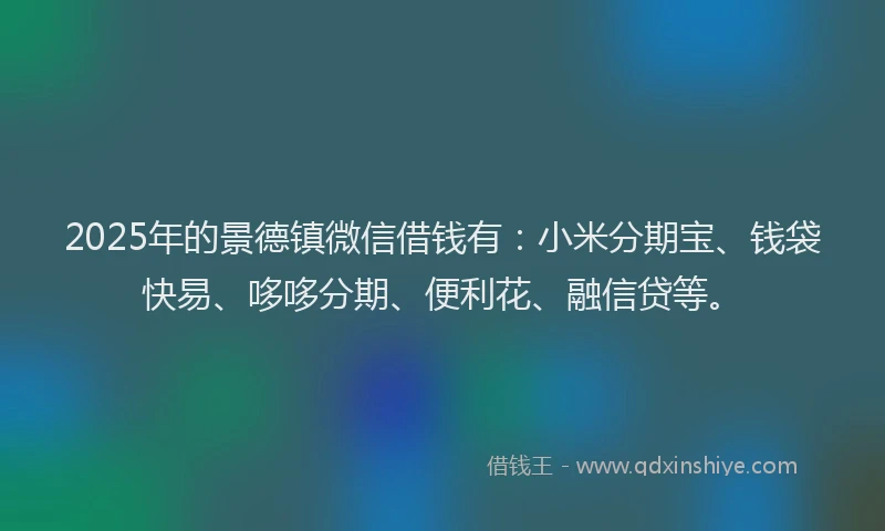 2025年的景德镇微信借钱有：小米分期宝、钱袋快易、哆哆分期、便利花、融信贷等。
