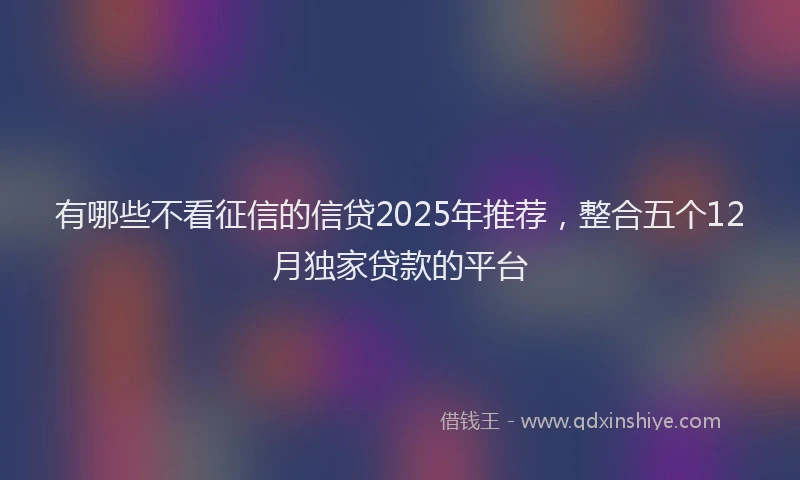 有哪些不看征信的信贷2025年推荐，整合五个12月独家贷款的平台
