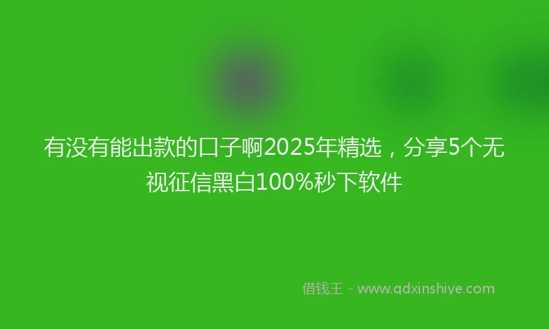 有没有能出款的口子啊2025年精选，分享5个无视征信黑白100%秒下软件