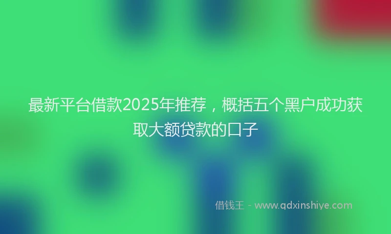 最新平台借款2025年推荐，概括五个黑户成功获取大额贷款的口子