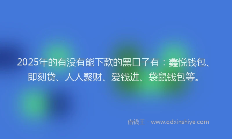 2025年的有没有能下款的黑口子有：鑫悦钱包、即刻贷、人人聚财、爱钱进、袋鼠钱包等。