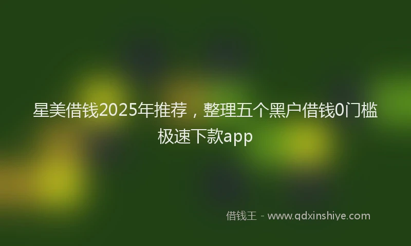 星美借钱2025年推荐，整理五个黑户借钱0门槛极速下款app